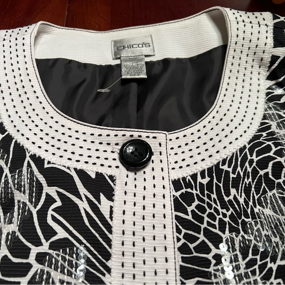 Plus Size Chicos Black White Sequin Jacket -  16 - Picture 9 of 13
